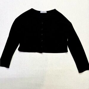 Black Cropped Button-Front Cardigan Sweater - Women